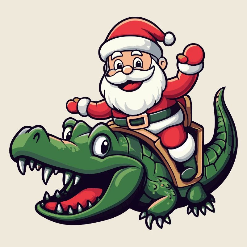 Alligator Weihnachtsmann Cartoon