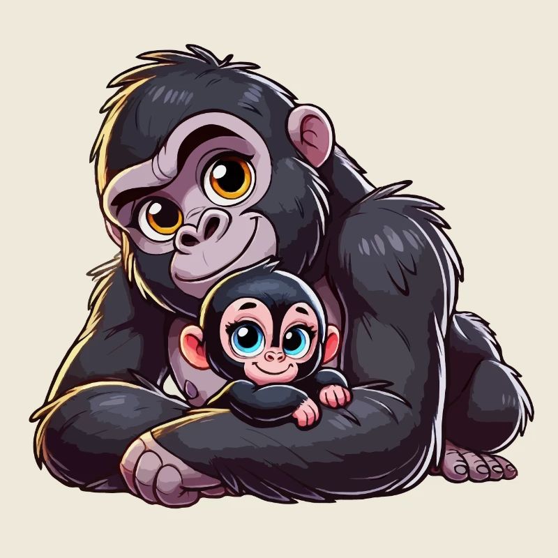 Gorilla-Mutter mit Kind