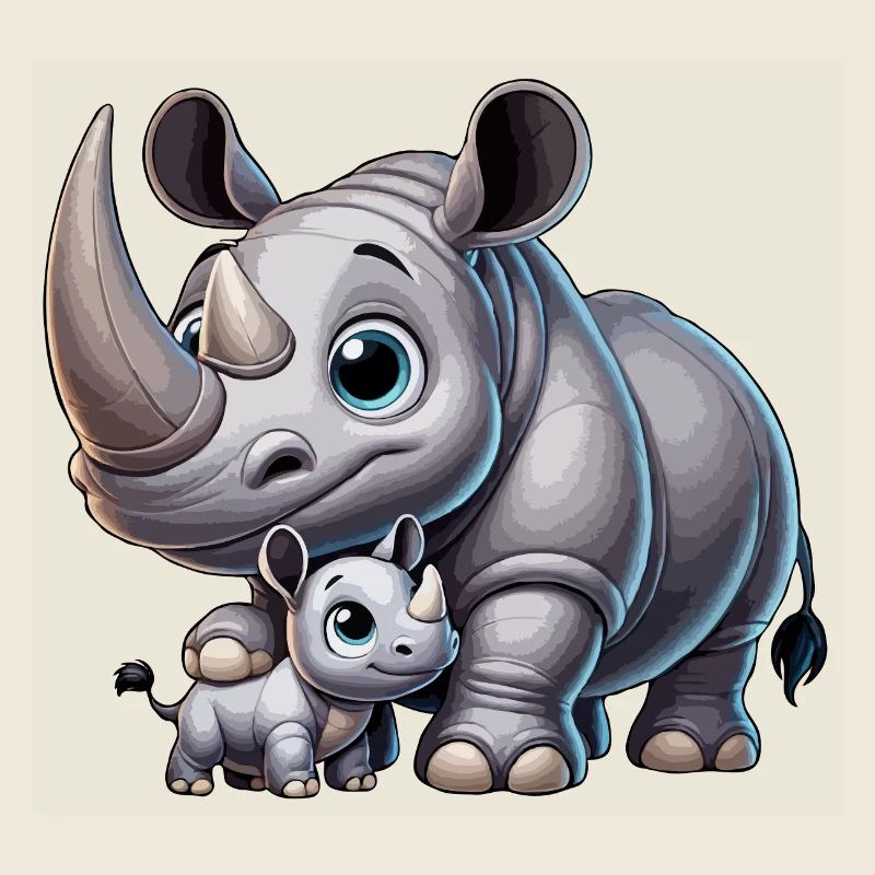 Nashornmutter mit Kind