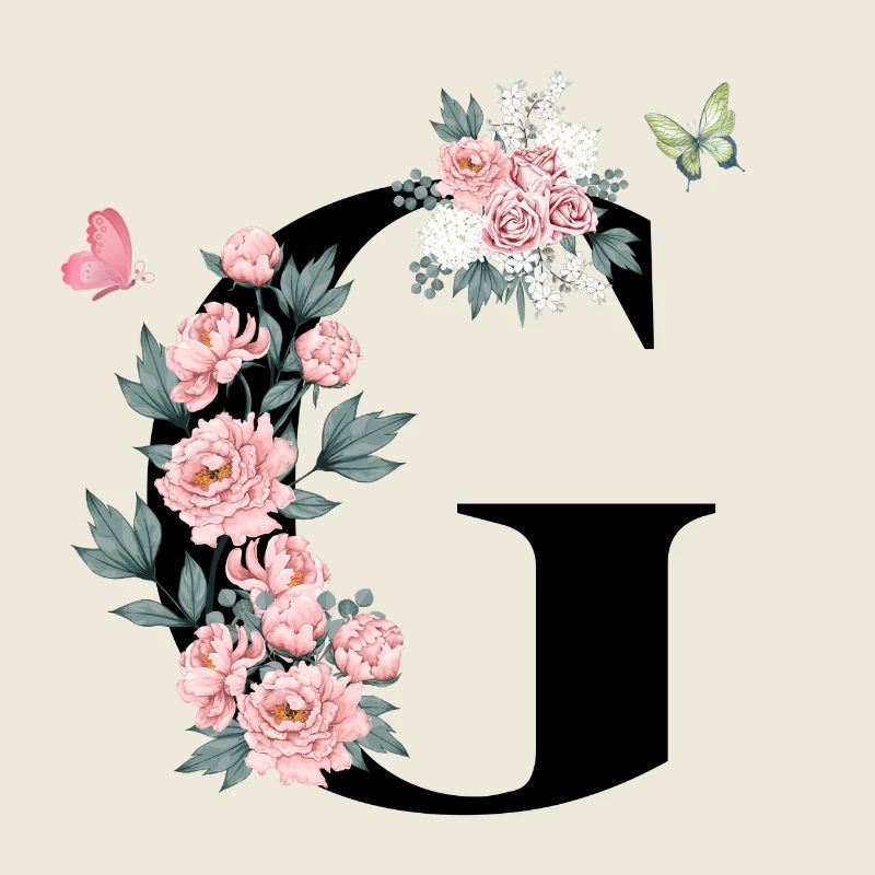 Lettre g fleurs rose