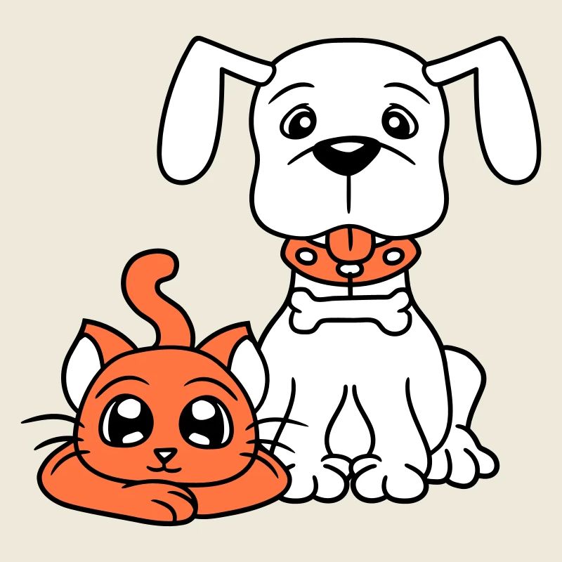 Chien Chat Deux Amis Équipe Chaton 2 Duo Équipage