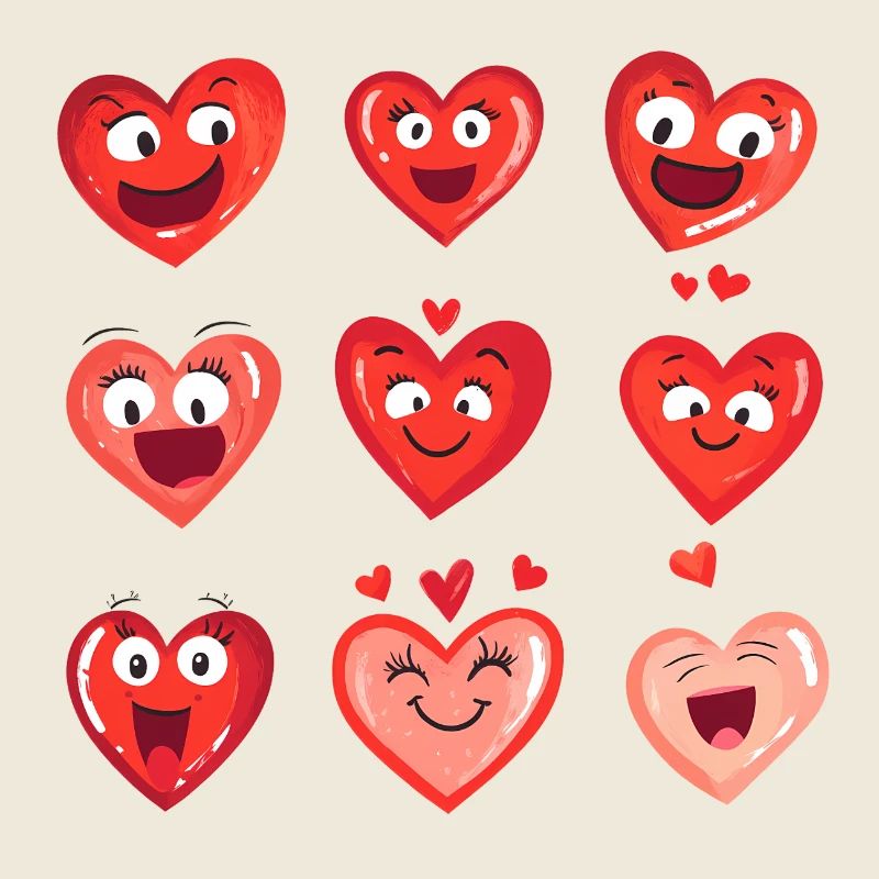 Coeurs Funny Faces Cadeau de la Saint-Valentin