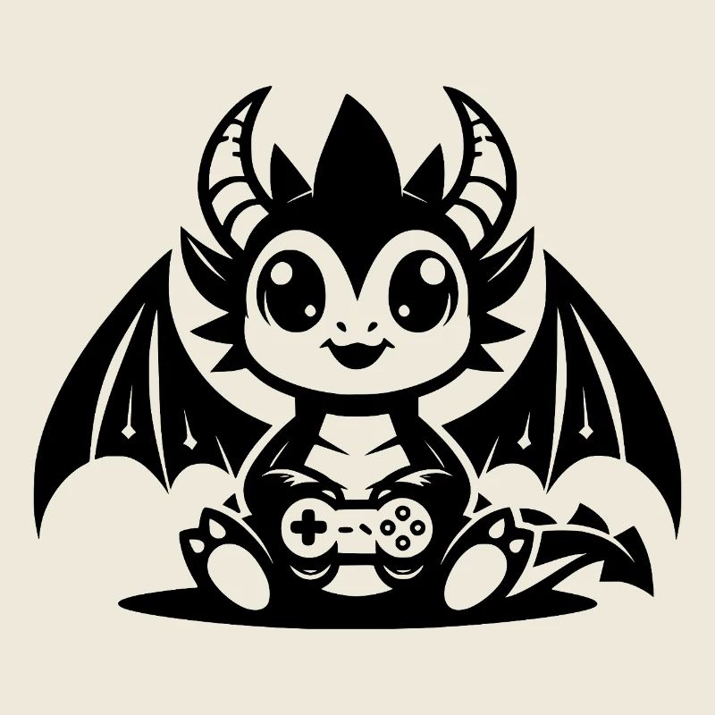 Petit dragon avec cornes et manette