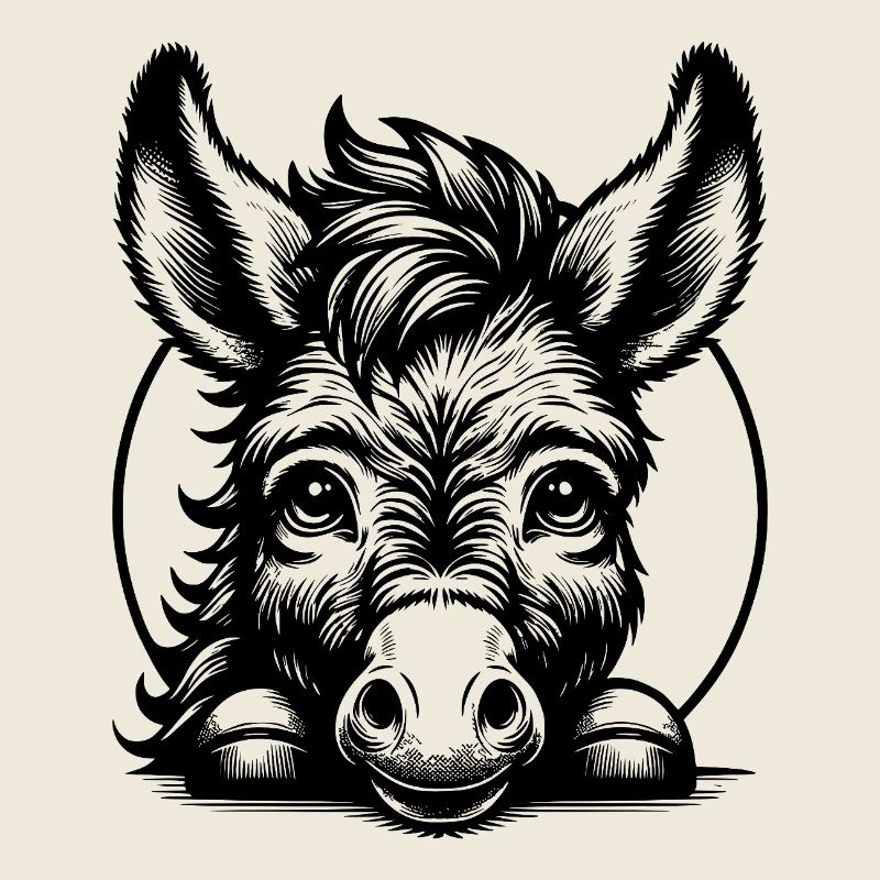 Cute donkey drawing with fine details