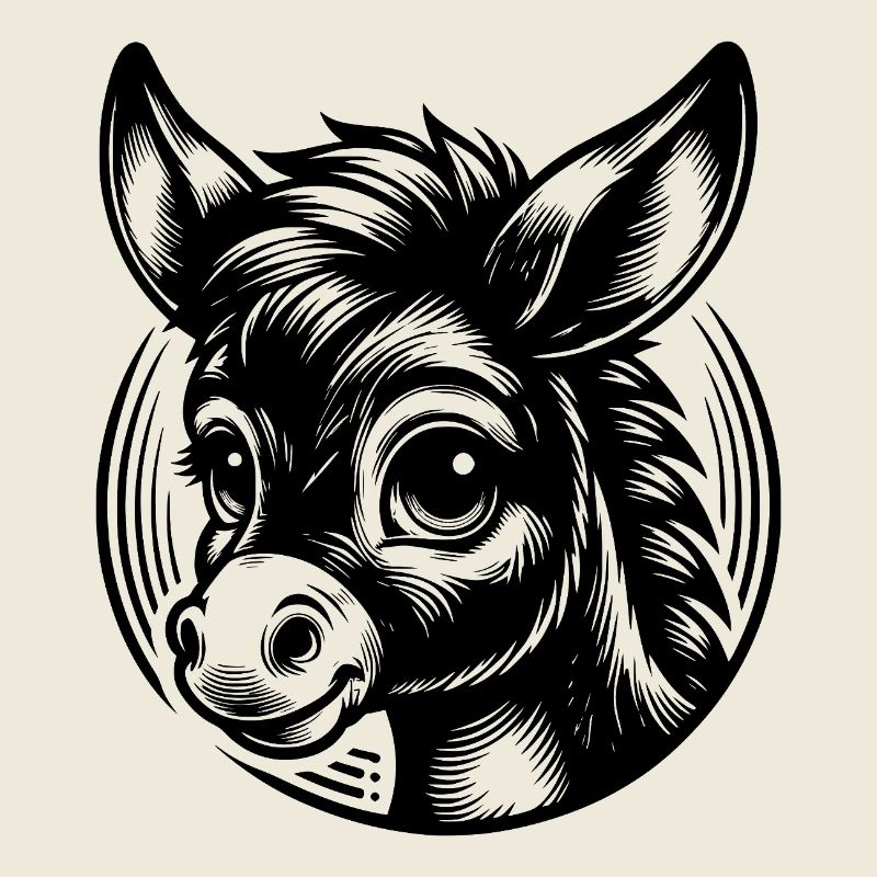 Little cute comic donkey with big eyes