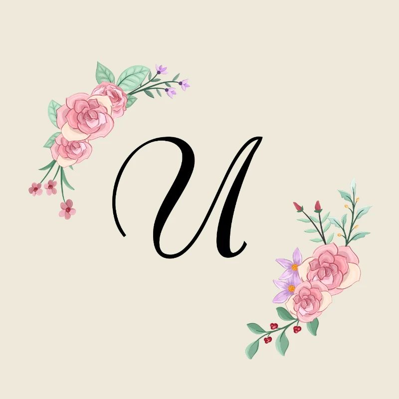 Lettre u florale rose