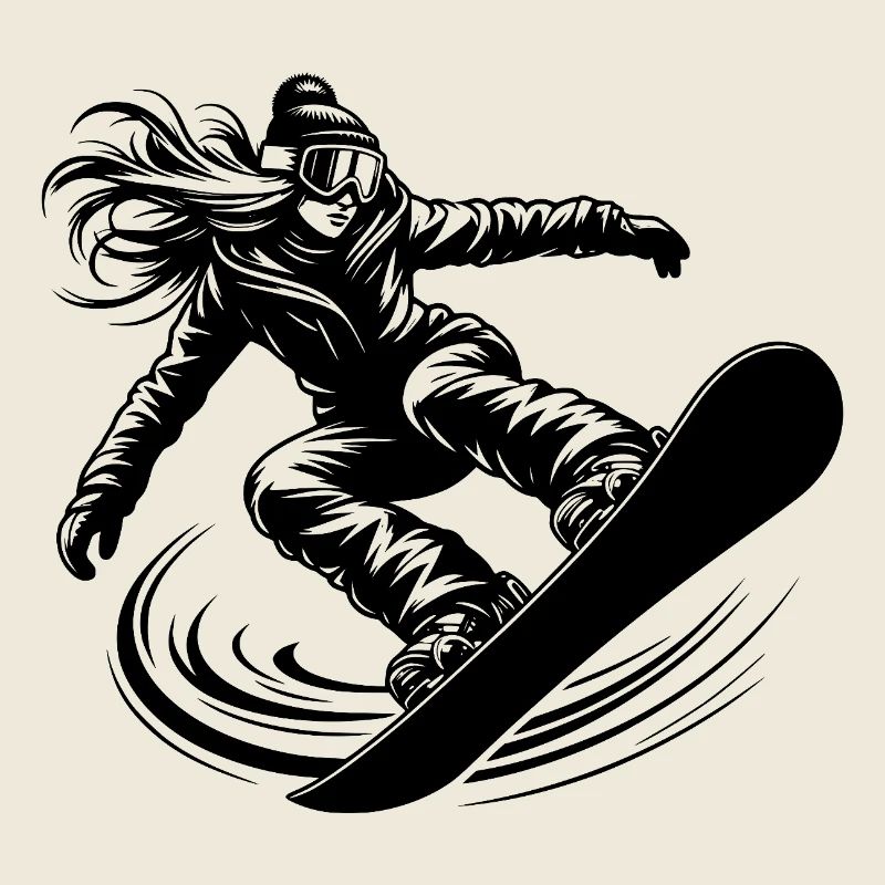 Snowboarder cool qui fait du snowboard avec élégance