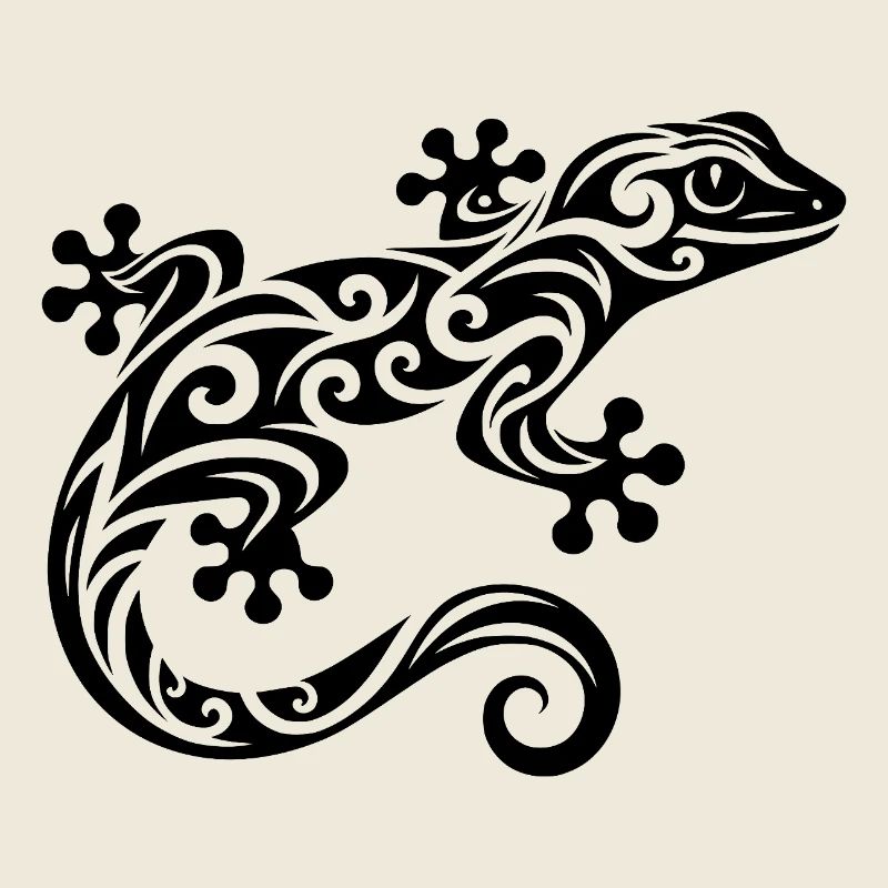 Gecko mignon dans le style de tatouage tribal