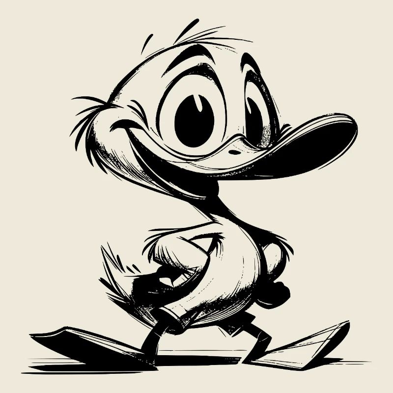 Baby Duck with Giant Beak Stroke Drawing