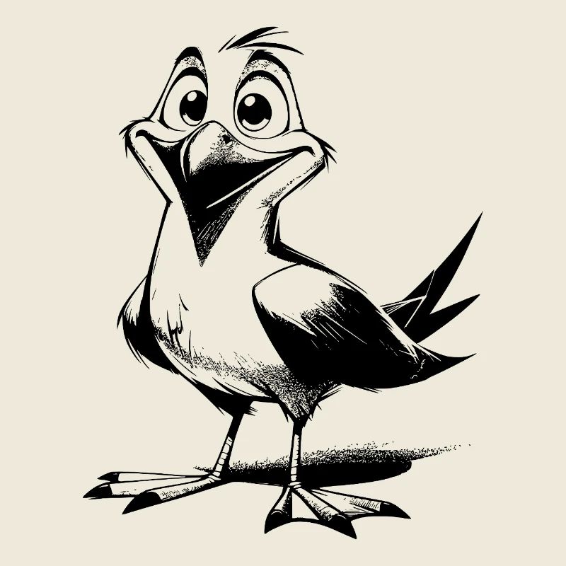 Cute fluttering man funny seagulls bird