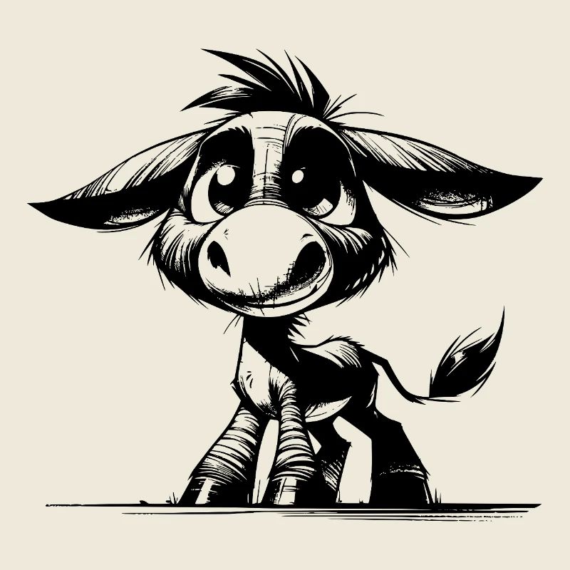 Cuddly Baby Donkey Funny Pencil Drawing