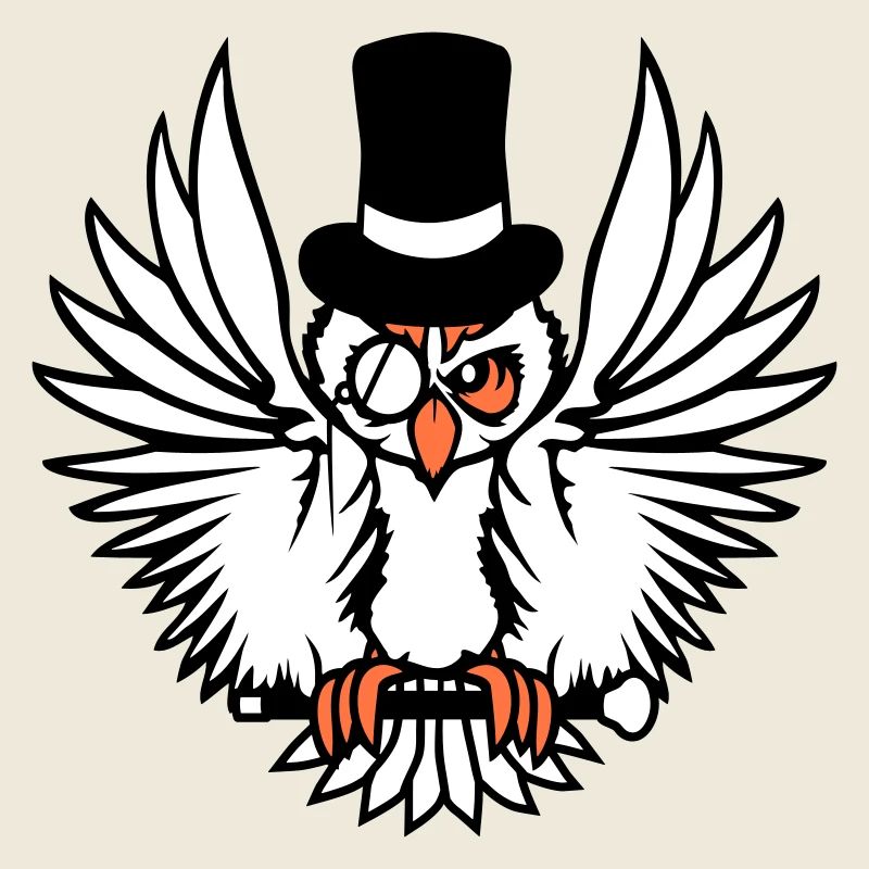 Sir Owl Top Hat Monocle Glasses Rich Mr.