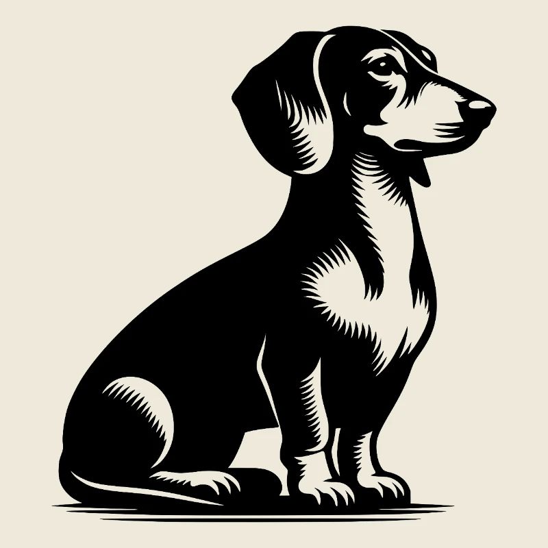 Dessin de teckel vintage de chien de chasse classique