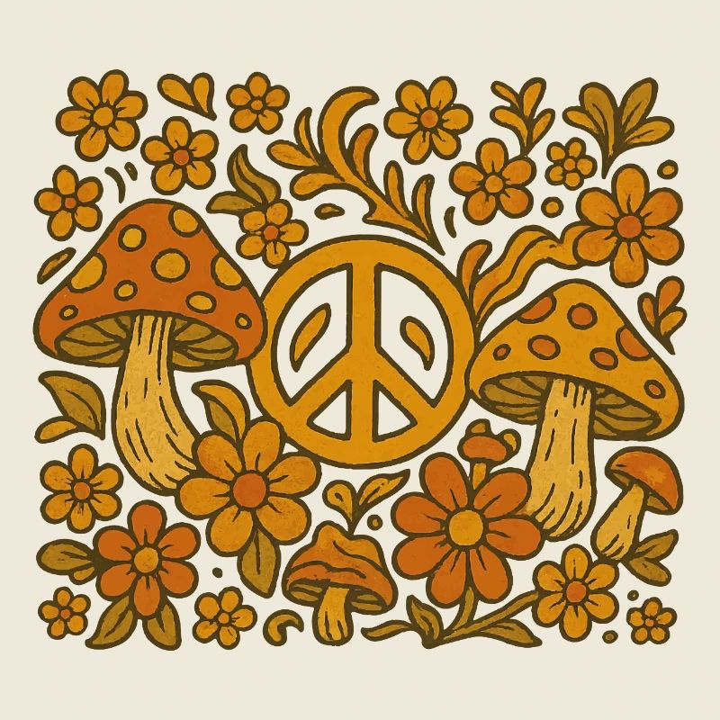 Flower Power Psychedelic Vintage 70s