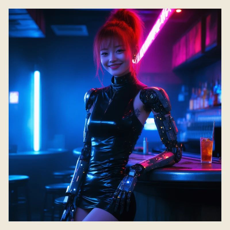 N-dless Nights: Cyberpunk-Mädchen in einer Bar