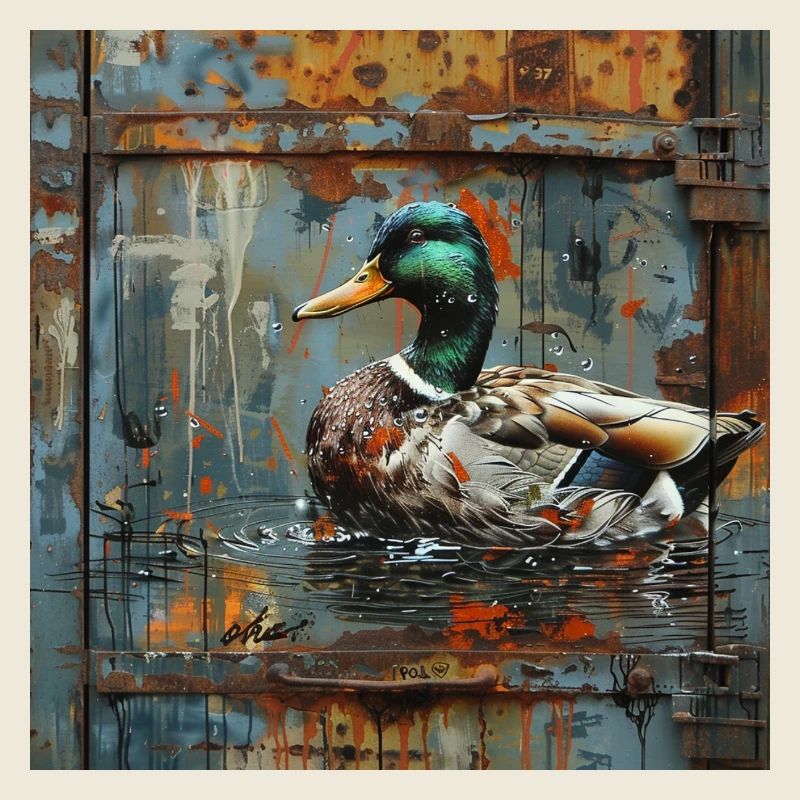 Graffiti Duck Rust Metal Container Door