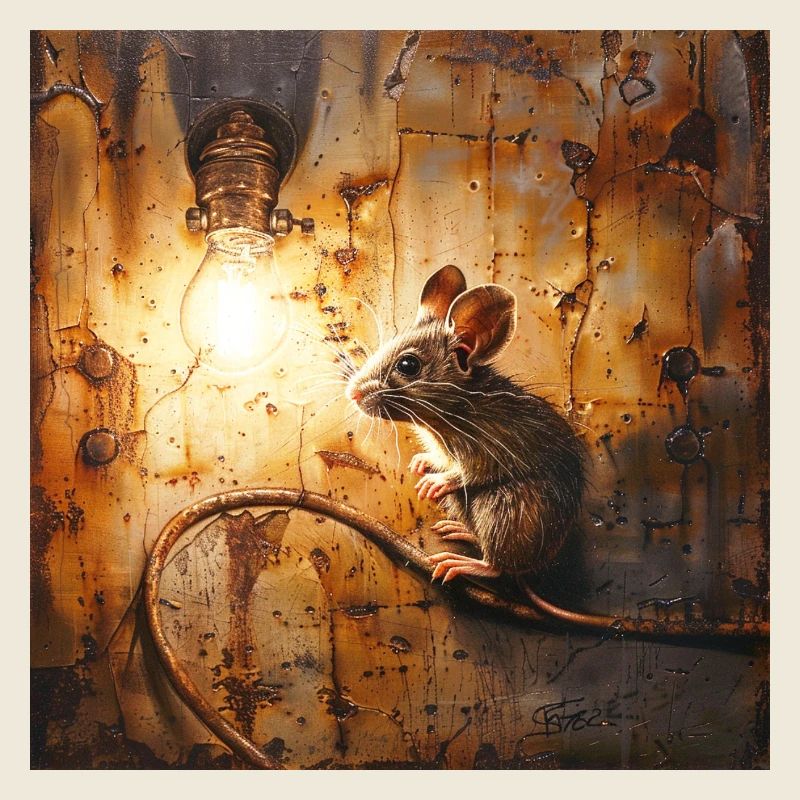 Graffiti Mouse Lamp Rust Metal Urban Street Art