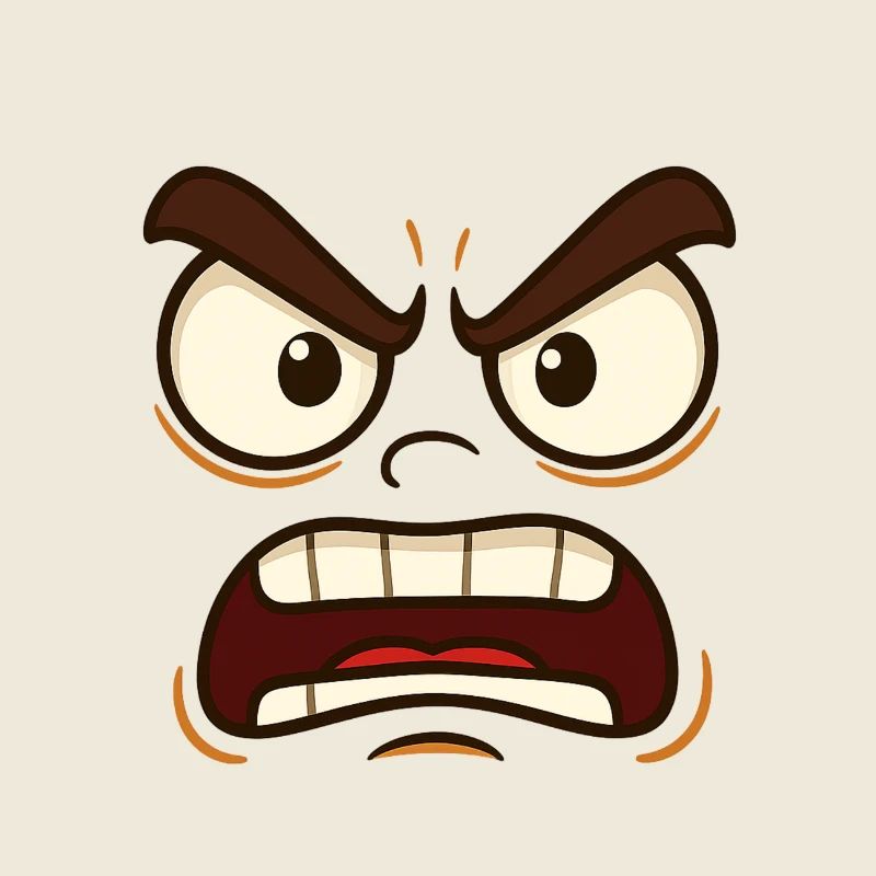 Angry or angry? In any case, a striking face