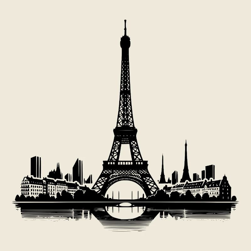Tour Eiffel Romance classique avec contour de la ville