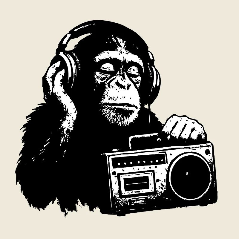 Monkey with cassette recorder