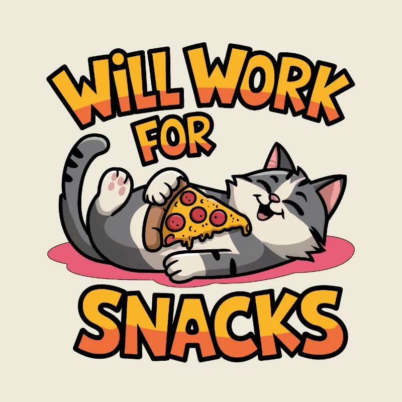 Fonctionnera pour les collations - Drôle de chat avec pizza