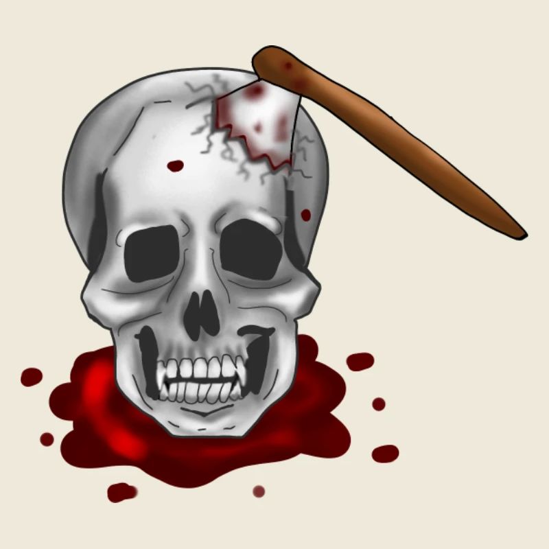 Skull with axe