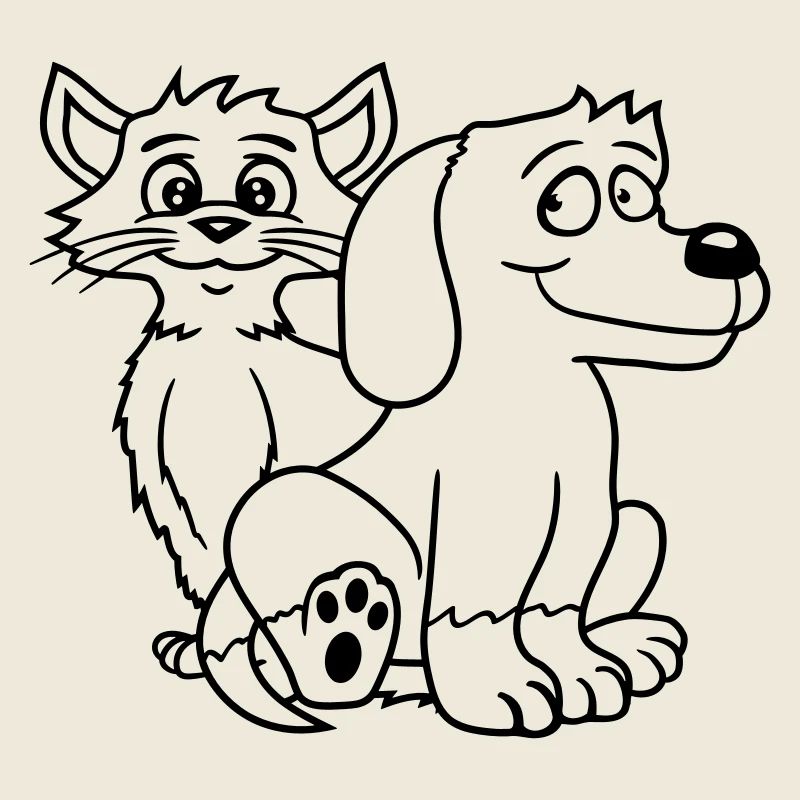 Hund Katze Zwei Freunde Team Kätzchen 2 Duo Crew