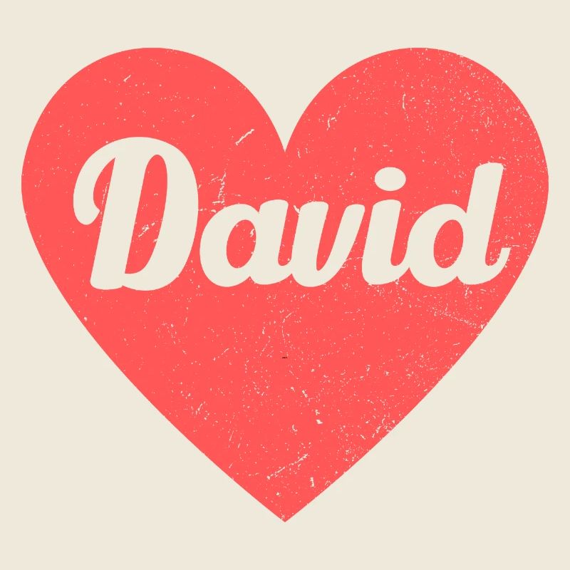 David Name Red Heart Love Fan Retro