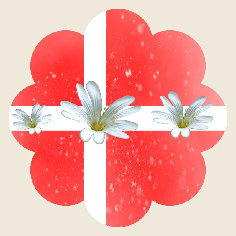 Danemark Drapeau avec des fleurs Danemark