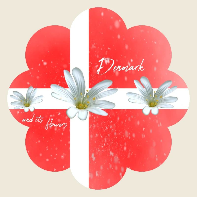 Danemark Drapeau avec des fleurs Danemark