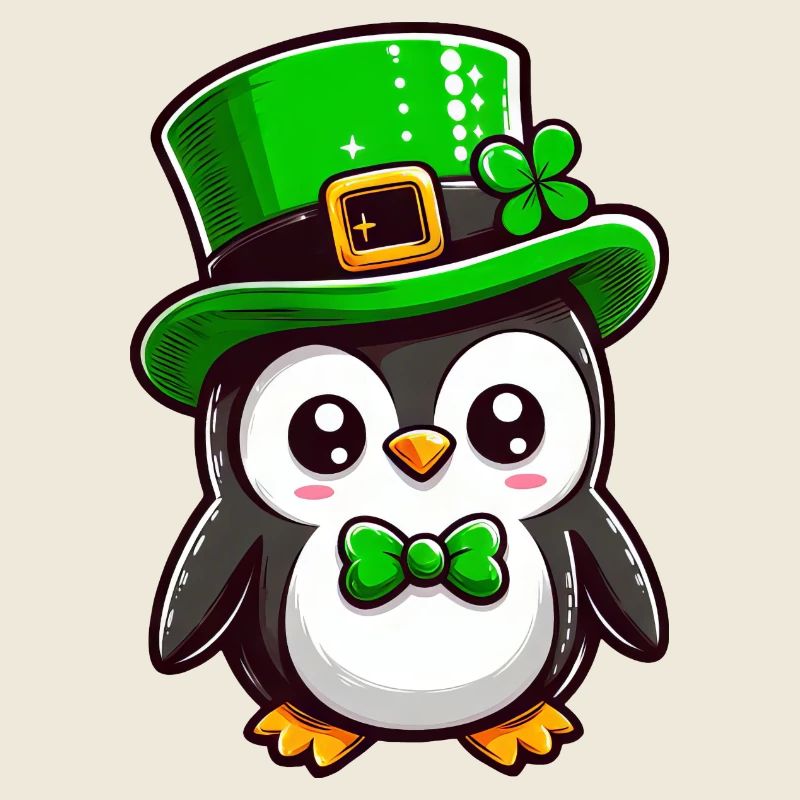 Pingouin de la Saint-Patrick montrant la langue :