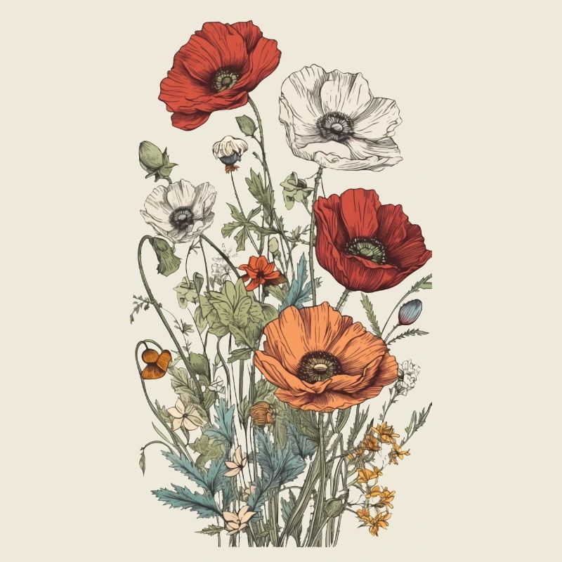 Wunderschönes Boho Mohn Herbarium Bouquet