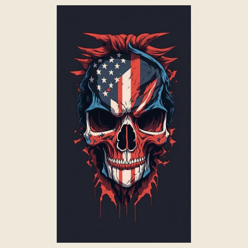 american flaghand drawn face evil death skull