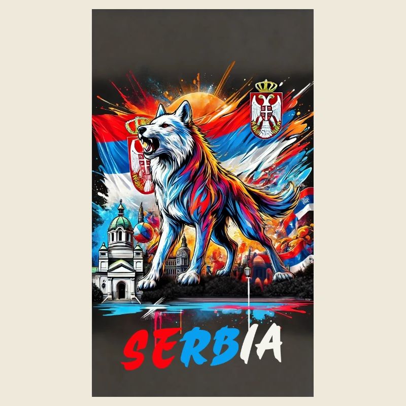 Conception du drapeau national du loup de Serbie