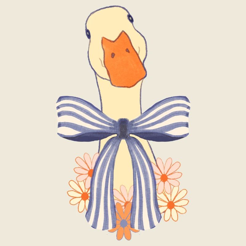 Pastel goose with bow and flowers