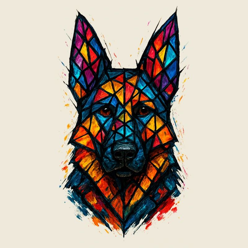 Deutscher Schäferhund Buntglaskunst