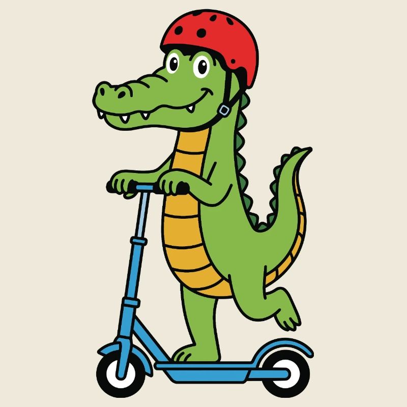 Krokodil auf einem Roller