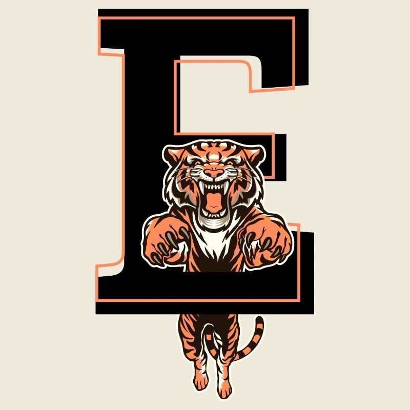 Lettre E tigre - idée cadeau