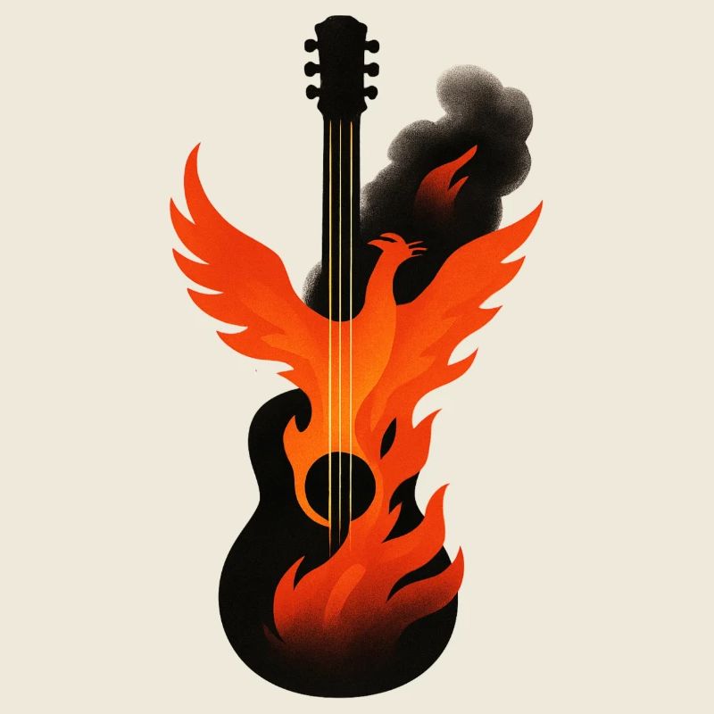 Flaming Phoenix Rock Metal Guitar