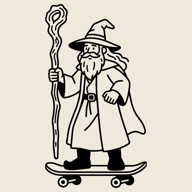 Zauberer auf Skateboard