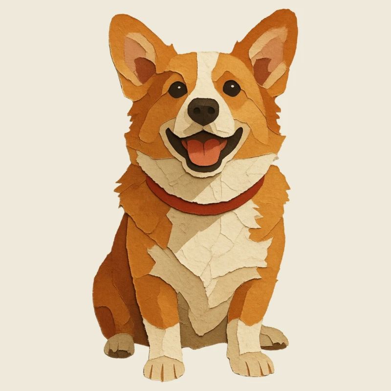Portrait de papier Corgi - Collage