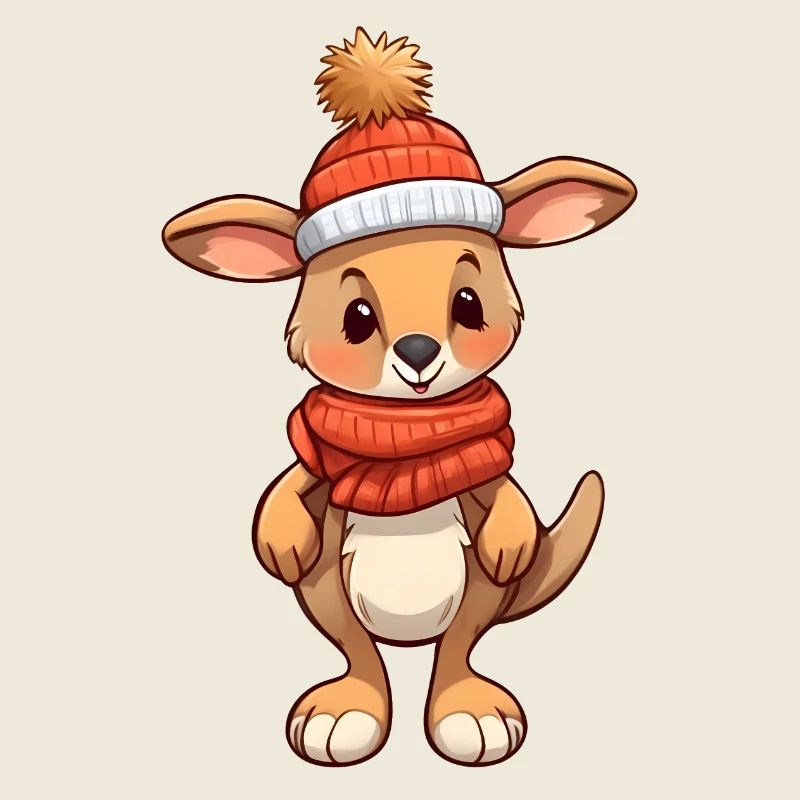 Cute kangaroo in festive winter look!