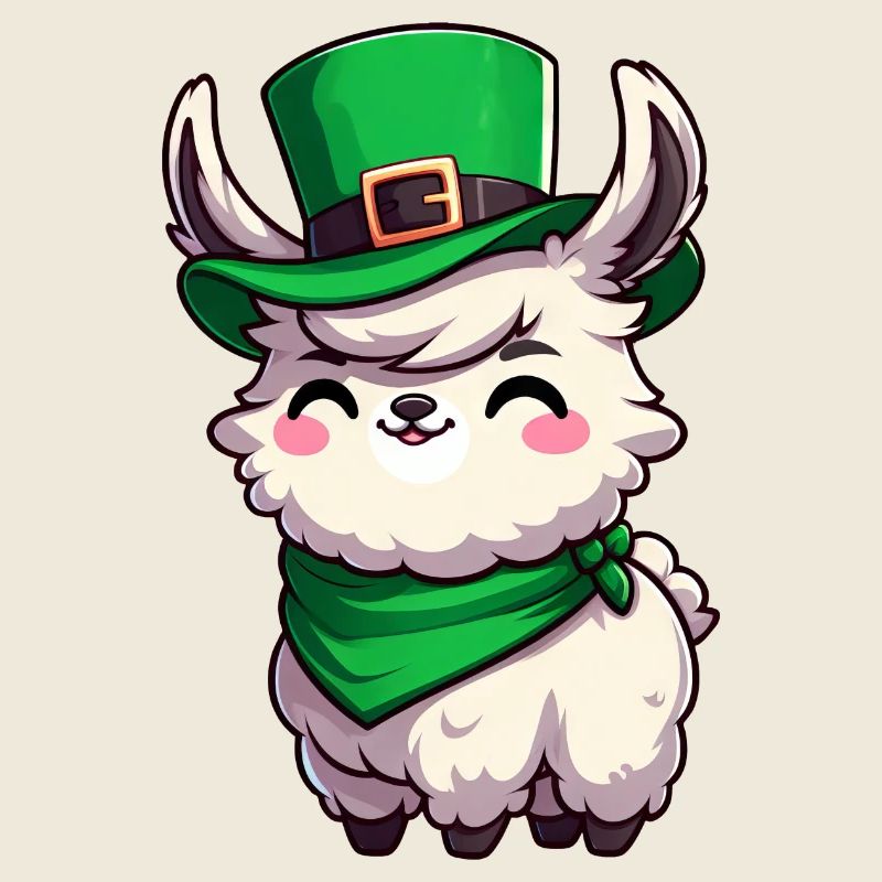 Lama mignon Dessin animé de la Saint-Patrick