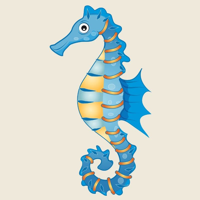 mignon hippocampe bleu dans le style comique