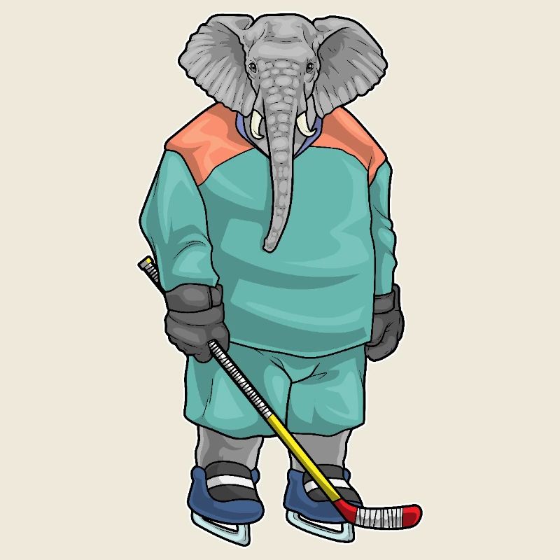 Elefant Eishockey Eishockeyschläger