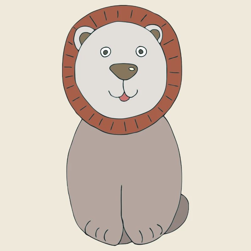 Lion head with friendly face