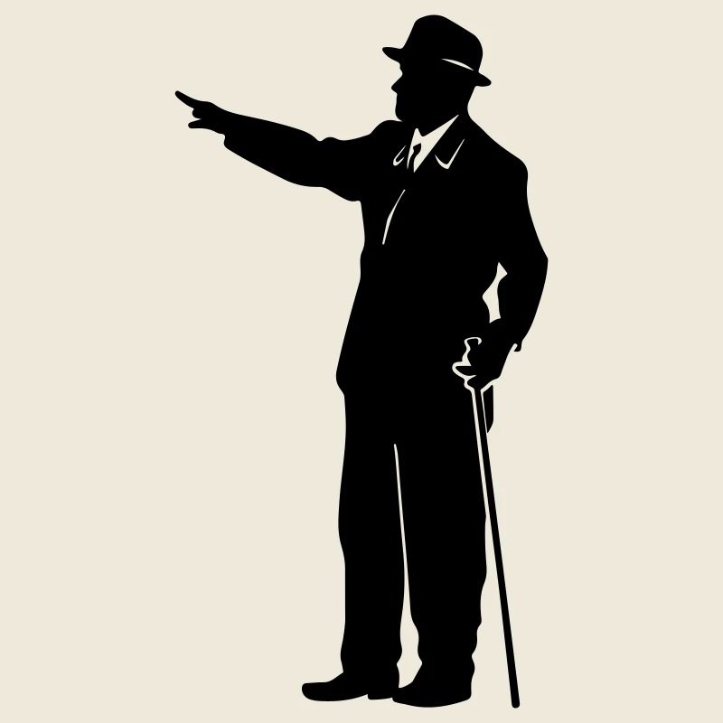 Gentleman Silhouette with Cane
