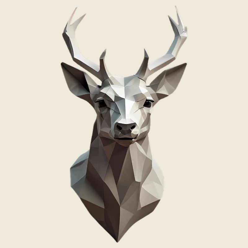 Geometric Deer Head Low-Poly