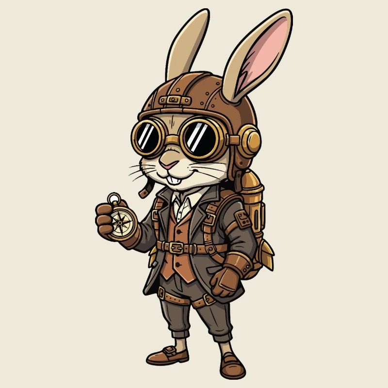 Bunny Explorer Steampunk Kompass Retro