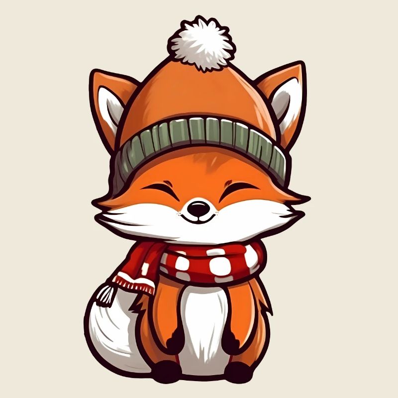 Cute fox in festive winter look!